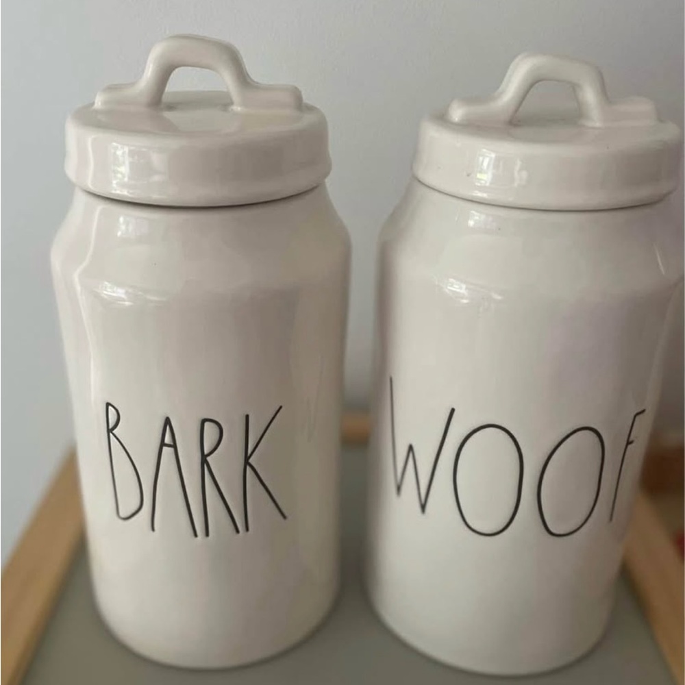 Rae Dunn White Dog Treat Canisters - Bark and Woof